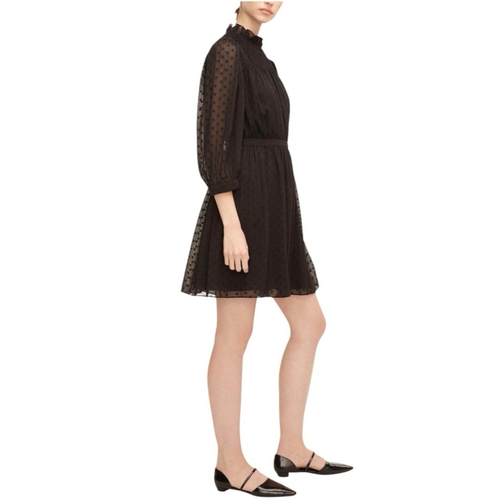REBECCA TAYLOR Clip Dot Shirt Mini Dress Black Size 16 NEW - Picture 8 of 9